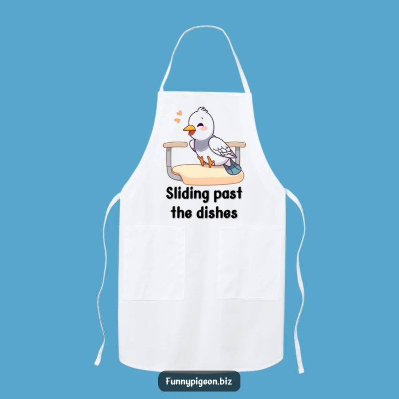Funny Pigeon Sliding Apron - Kitchen Fun for the Playful Cook Gift