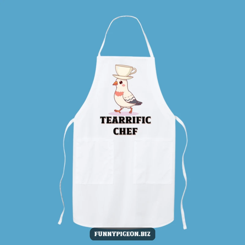 Funny Pigeon Teacup Balance Apron - Hilarious Kitchen Accessory