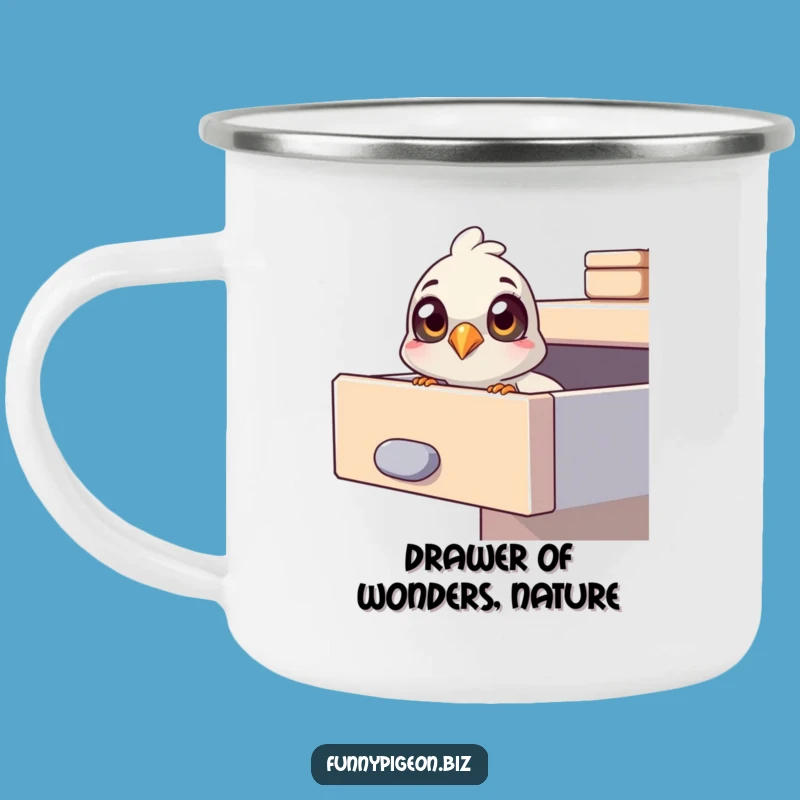 Funny Pigeon Drawer Camping Mug - Durable & Quirky Office Peek Gift