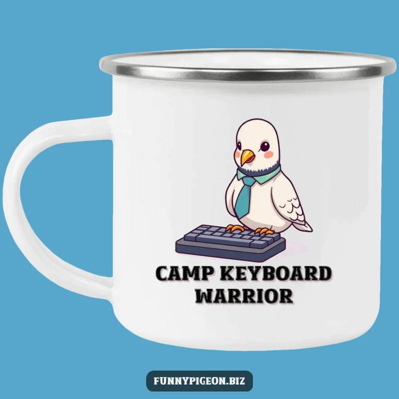 Funny Pigeon Office Camping Mug: Work Humor for Outdoor Brews!