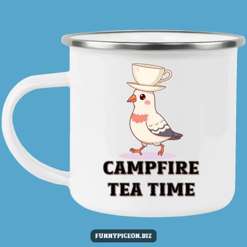 Funny Pigeon Teacup Balance Camping Mug - Urban & Hilarious Outdoor Gear