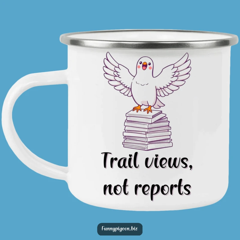 Funny Pigeon Soaring Camping Mug - Durable & Whimsical Outdoor Gift