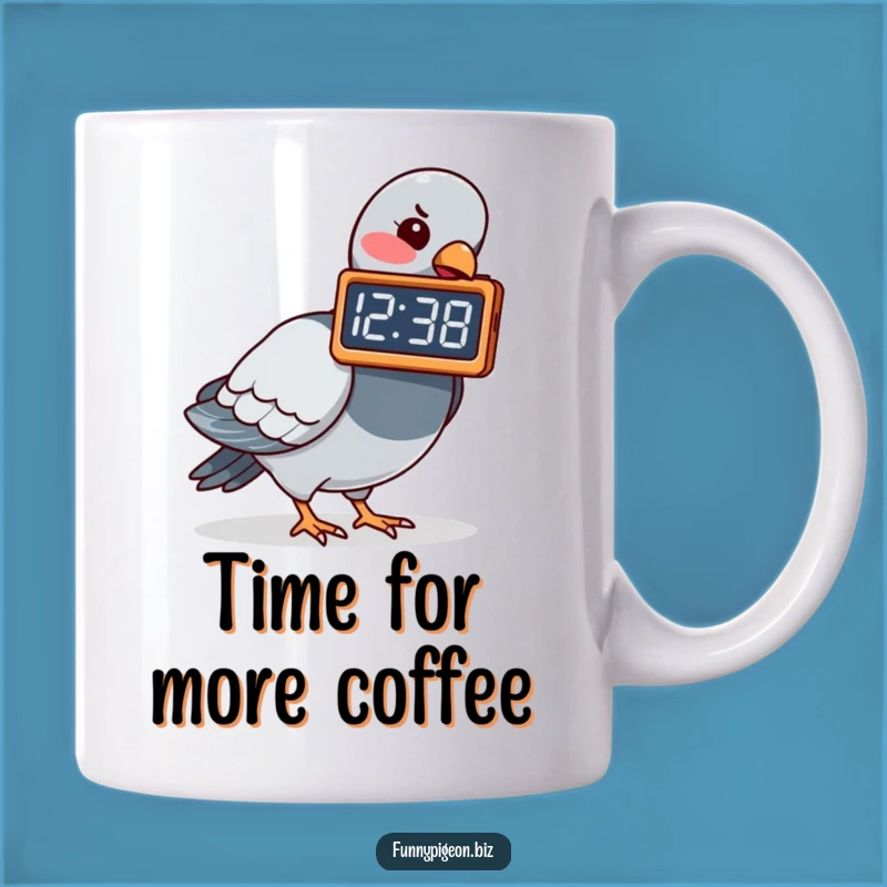 Funny Pigeon Clock Pecking Mug - Hilarious Timey-Wimey Gift