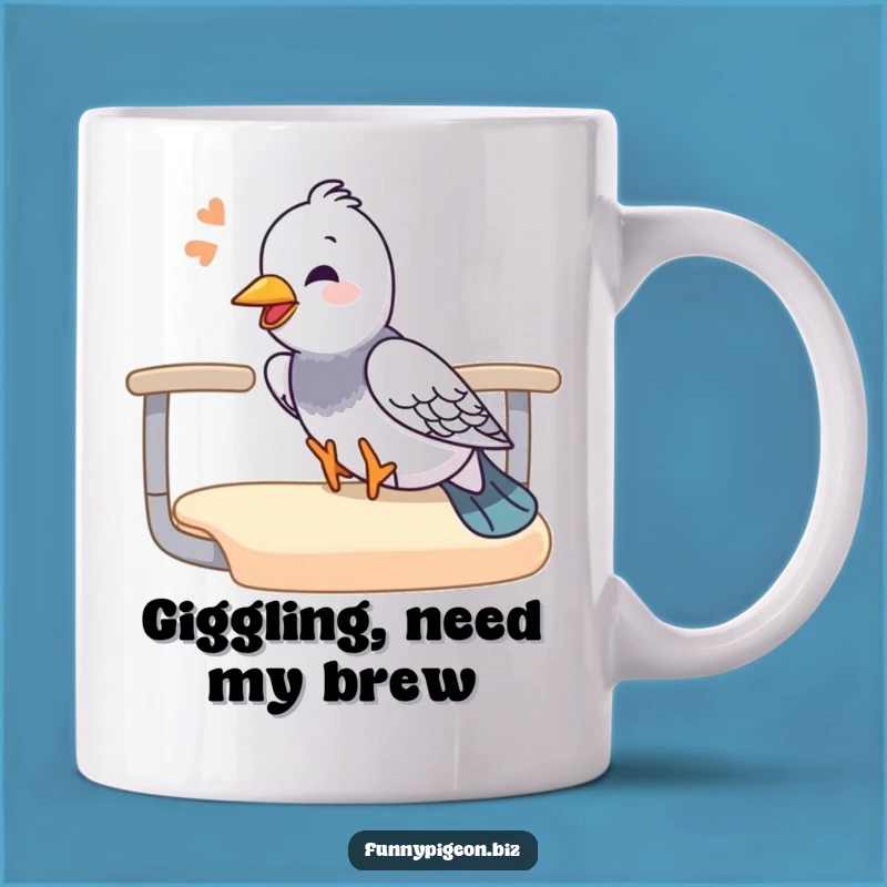 Funny Pigeon Sliding Mug - Giggling Office Fun Gift for Comedic Friends