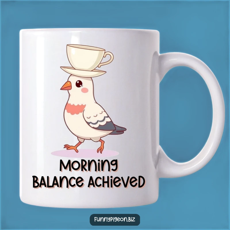 Funny Pigeon Teacup Balance Mug - Hilarious Urban Bird Humor Gift