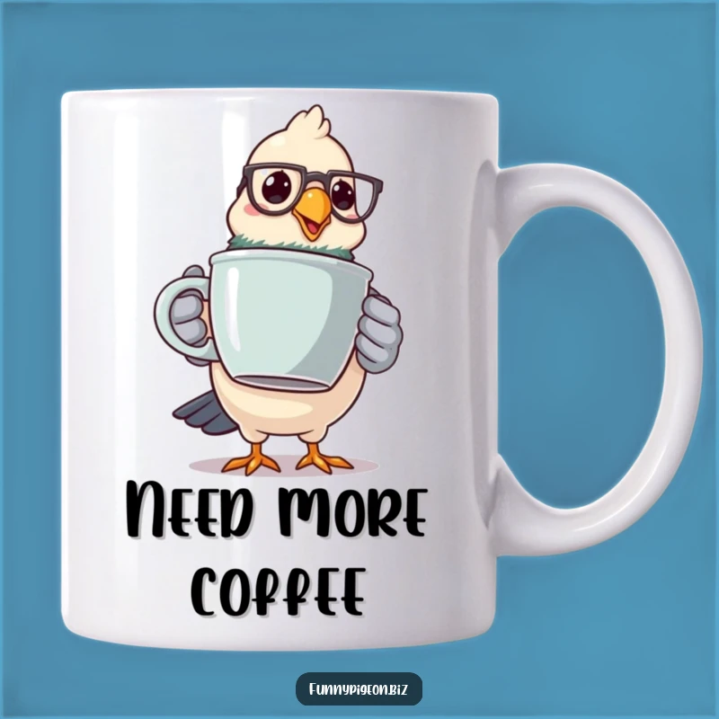 Funny Coffee Pigeon Mug - Hilarious Spectacled Bird with Giant Mug Gift