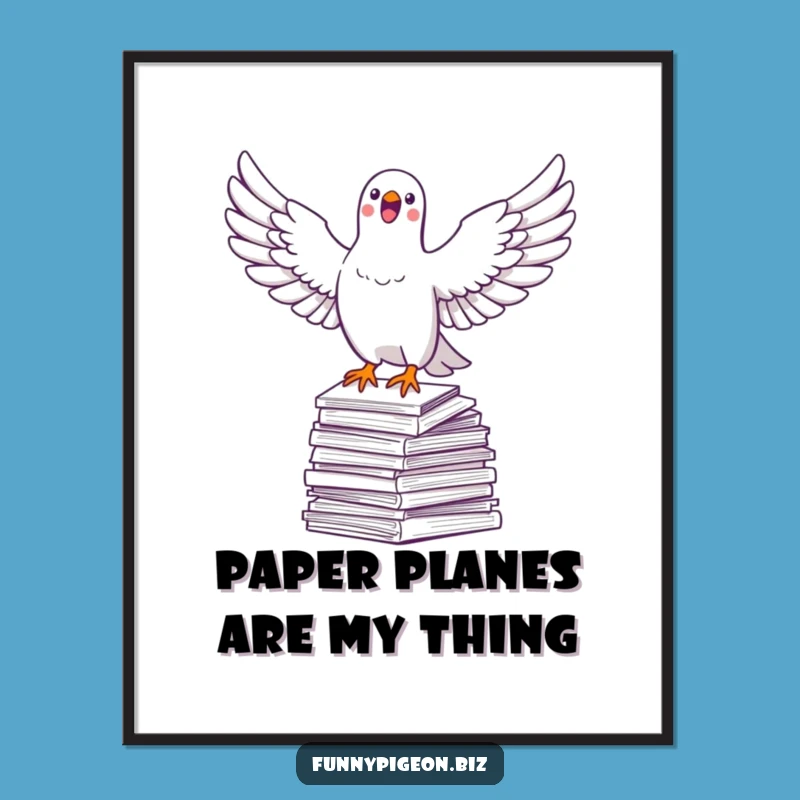 Funny Pigeon Soaring Digital Art - Instant Office Escape Print, Quirky Gift