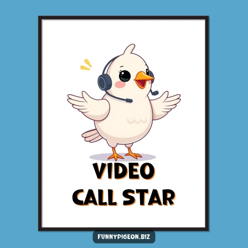Funny Pigeon Video Conference Digital Art: Instant Virtual Humor Gift!