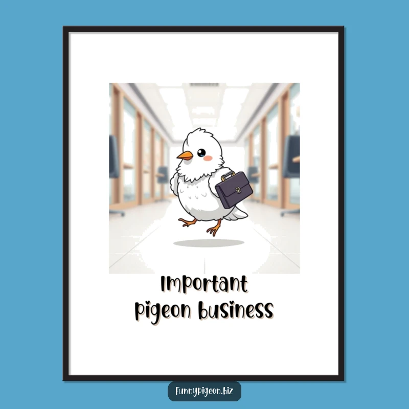 Funny Pigeon Office Art Print - Hilarious Briefcase Bird Digital Download Gift