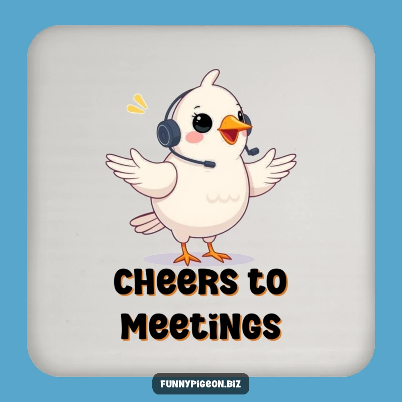 Funny Pigeon Video Conference Coaster: Protect Surfaces with Virtual Flair!