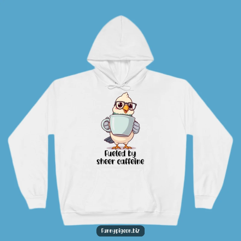 Funny Pigeon Caffeine Fiend Hoodie - Comfy Spectacled Bird Sweatshirt Gift