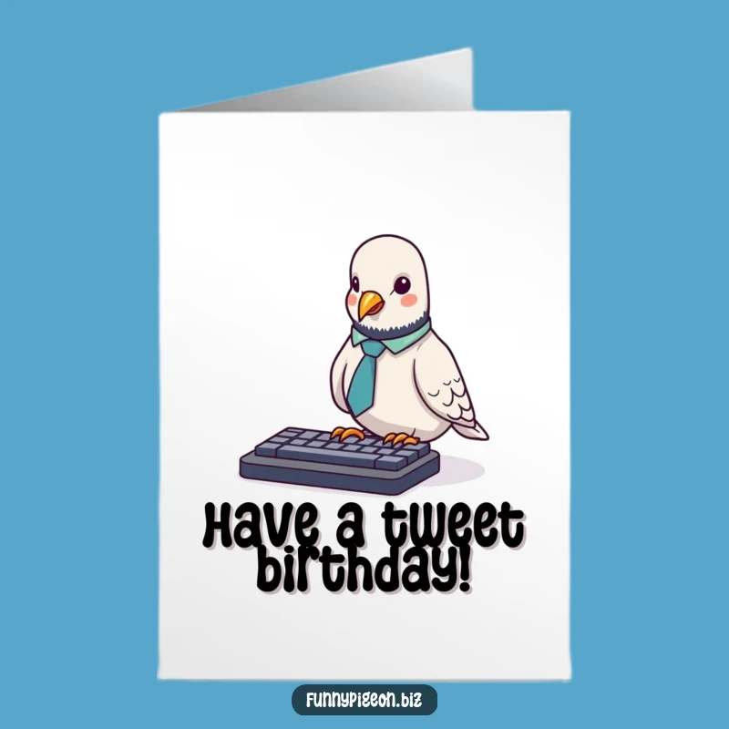 Free Printable Pigeon Keyboard Birthday Card - Funny Office Downloadable Gift