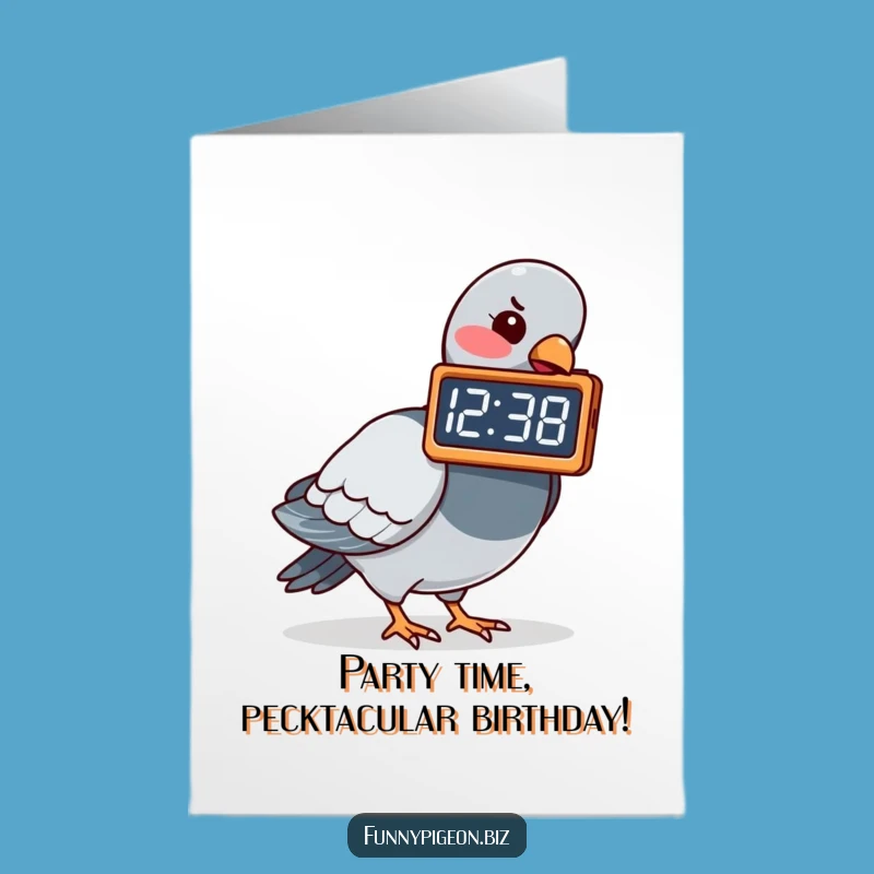 Free Printable Birthday Card: Pigeon Clock Peck, Funny Time Gift