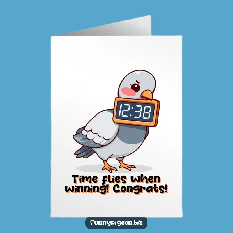 Free Printable Congrats Card: Pigeon vs Clock, Downloadable
