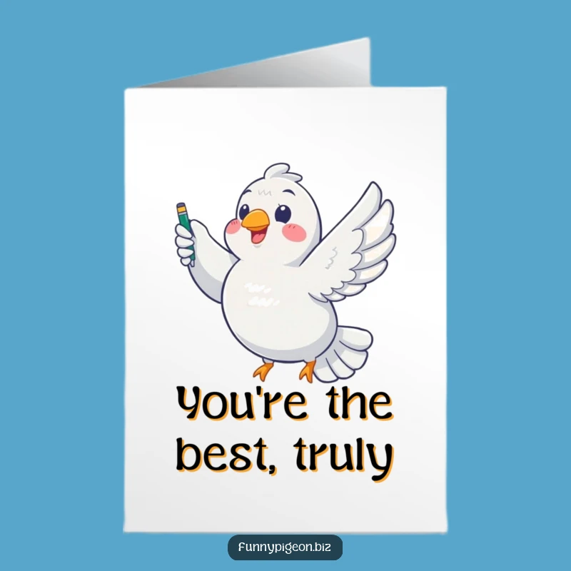 Free Printable Thank You Pigeon Card: Triumphant Pen-Soaring Bird Expression of Gratitude Download