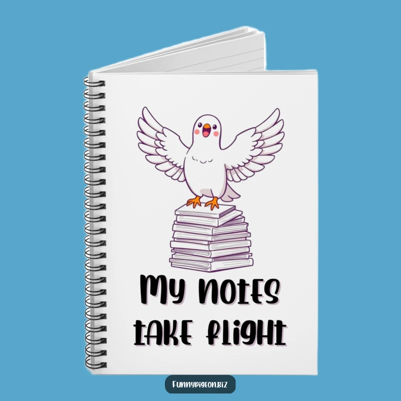 Funny Pigeon Soaring Notebook - Dreamy Office Escape Design, Perfect Gift