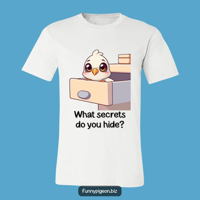 Funny Curious Pigeon T-Shirt - Peek-a-Boo Office Design Tee, Great Gift
