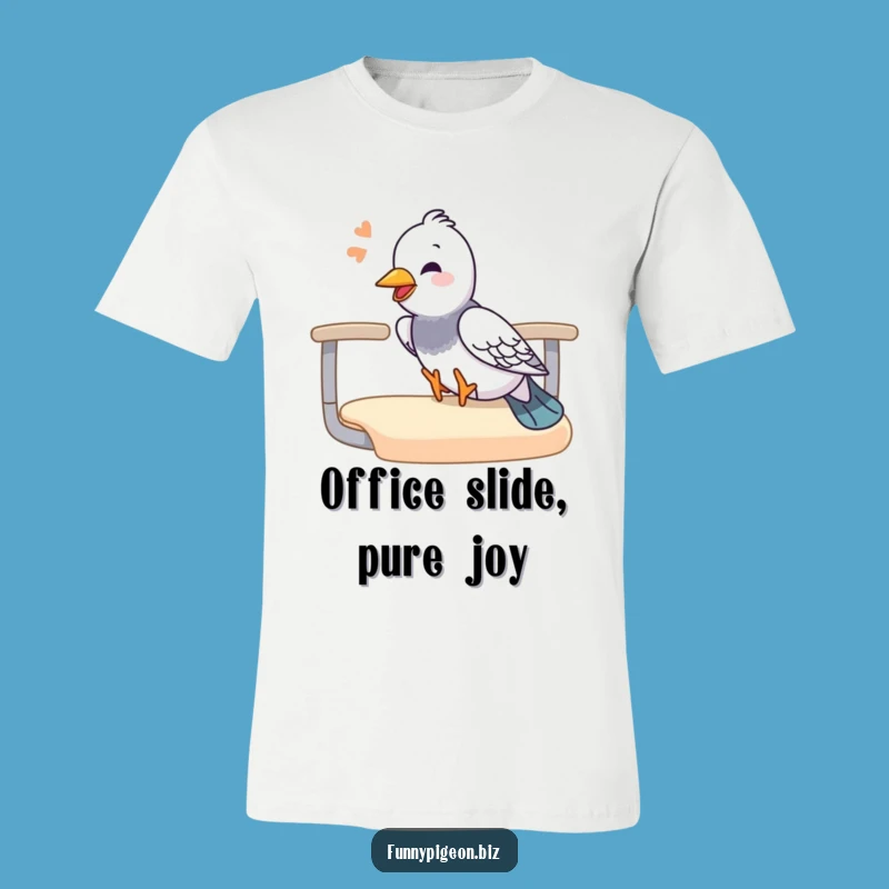 Funny Pigeon Sliding T-Shirt - Giggling Office Fun Tee, Great Gift