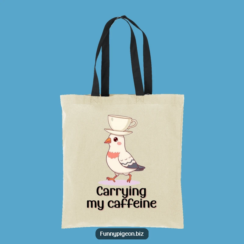 Funny Pigeon Teacup Balance Tote Bag - Stylish & Hilarious Accessory