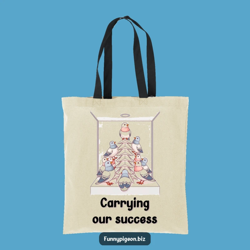 Funny Pigeon Office Tower Tote Bag - Hilarious Teamwork Bird Carry-All Gift